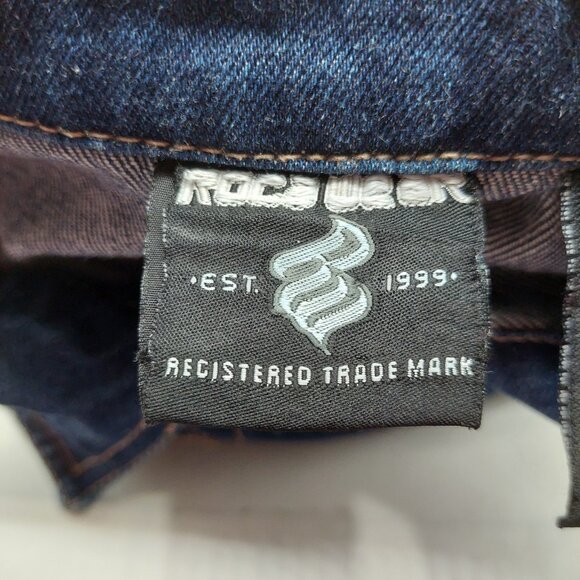 ROCAWEAR Mens Denim Jacket Size 2x Embroidery Length 30" - Picture 3 of 10